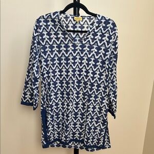 Roberta Roller Rabbit Navy and White Tunic - 100% Cotton - Size Small